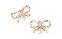 CHANEL Metal Rhinestone Artificial Pearl Stud Earrings Women's Gold
