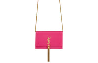 SAINT LAURENT Satin Shoulder Bag Crossbody Bag Women's Garnet Red