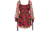 SAINT LAURENT Floral Printed Long-Sleeved Dress