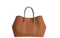 HERMES Garden Canvas With Leather Canvas Bag Handbags Regular Men's Light Yellow Brown/Gold