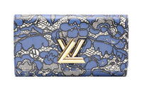 LOUIS VUITTON Twist Leather Wallet Women's Blue White