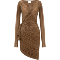 SAINT LAURENT Long Sleeved Dress Women's Hazel Brown