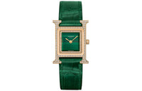 HERMES Heure H Wrist Watch Quartz Movement Crocodile Leather Strap Green Dial Women's W054095WW00