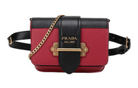 PRADA Cahier Cow Leather Shoulder Bag, Crossbody Bag, Fanny Pack Regular Women's Red Black