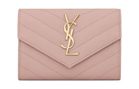 SAINT LAURENT CASSANDRE Cow Leather Wallet Regular Women's Light Pink