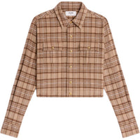 CELINE Romy Cropped Shirt In Checked Cashmere