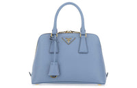 PRADA Leather Tote Shoulder Handbag Women's Blue