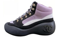 CHANEL Short Outdoor Boots Women's Black Purple