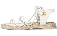 CHANEL Suede Roman Sandals Women's White