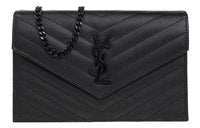 SAINT LAURENT CASSANDRE Calfskin Wallet, Shoulder Bag, Crossbody Bag Regular Women's Black
