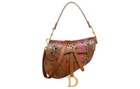 DIOR Calfskin Saddle Bag Handbag Shoulder Bag Women's Brown & Multicolor