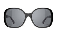 CHANEL Acetate Calfskin Irregular Shape Sunglasses Women's Black