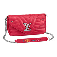LOUIS VUITTON New Wave Calfskin Crossbody Bag Shoulder Bag Small Size Women's Red