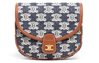 CELINE TriompheBesace Fabric Shoulder Bag Crossbody Bag Mini Women's Marine Blue