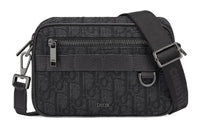 DIOR Oblique Print Grain Cow Leather Shoulder Bag, Crossbody Bag Mini Men's Black