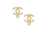 CHANEL Metal Rhinestone Earrings Women's Gold