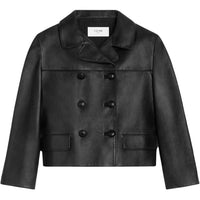 CELINE Leather Jacket Women's Black