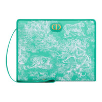 DIOR Toile De Jouy Jacquard Fabric Clutch Medium Size Women's Sea Blue