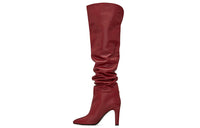 SAINT LAURENT Jane Knee-High Boots 9cm Women's Red