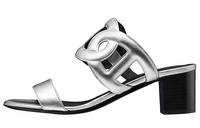 HERMES Nappa Slide Slippers Women's Silver