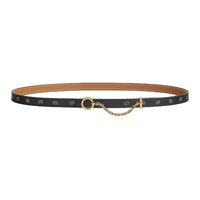 HERMES Calfskin Leather Belts Women's Black Width 1.3CM