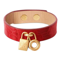 Loro Piana Cow Leather Wristbands Women's Red