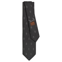 HERMES Mulberry Silk Ties Men's Black