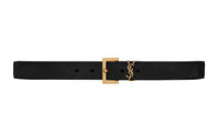SAINT LAURENT Logo Plaque Buckle Belt