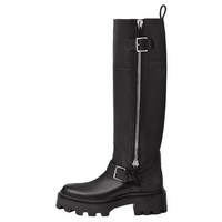 HERMES Jaime Knee-high Boots 5cm Women's Black