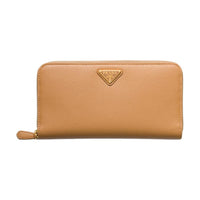 PRADA Saffiano Leather Wallet Large Size Women's Natural