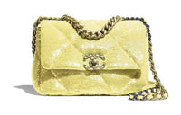 CHANEL 19Bag Lambskin Flap Bag Crossbody Bag Regular Women's Yellow