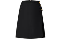 LOUIS VUITTON Apron Tab Mini Wrap Skirt Casual Short Skirts Women's Black