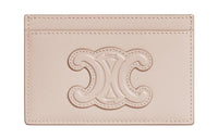 CELINE Cuir Triomphe Shiny Calfskin Card Clip Card Holder Women's Nude