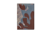 DIOR PETER DOIG Collaboration Smooth Cow Leather Card Clip Card Holder Men's Brown