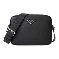 PRADA Cow Leather Shoulder Bag Men's Black