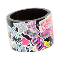 CHANEL Resin Metal Bangles Unisex Black
