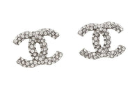 CHANEL Synthetic Cubic Zirconia Stud Earrings Women's Silver