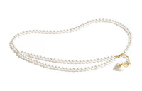 CHANEL Heart Pendant Pearl Waist Chains Women's White