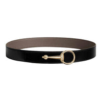 HERMES Calfskin Leather Belts Men's Black Width 3.8CM