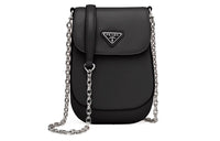 PRADA Leather Shoulder Bag Crossbody Bag Mini Women's Black