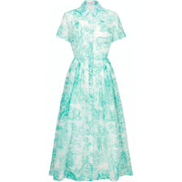 DIOR Short Sleeved Dress Women's Sea Blue