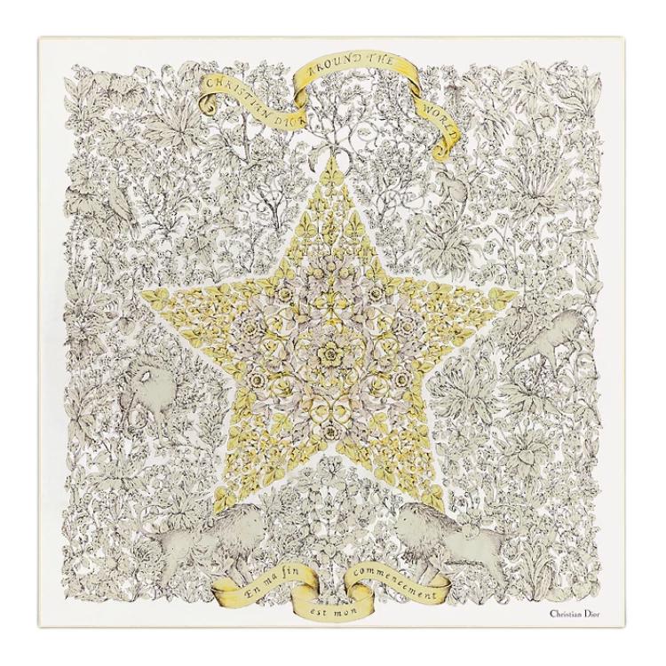 DIOR Mulberry Silk Silk Scarves Women's White