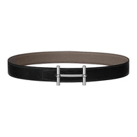 HERMES Metal Palladium-Plated Calfskin Leather Belts Unisex Black Width: 3.2CM