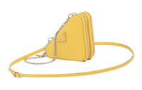 PRADA Saffiano Leather One Shoulder Crossbody Clutches Mini Women's Sunshine Yellow