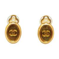 CHANEL 1999 Plated Cc Clip On Costume Earrings