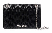 MIU MIU Leather Handbag Shoulder Bag Women's Black