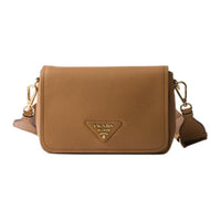 PRADA Cow Leather Shoulder Bag Women's Caramel Brown