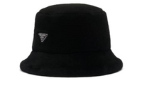 PRADA Triangle logo Shearling Bucket Hat