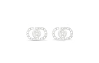 DIOR Metal, Crystal Stud Earrings Women's Silver