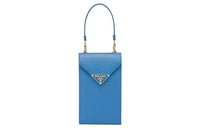PRADA Leather Shoulder Bag Crossbody Bag Handbag Mini Women's Blue